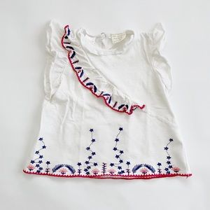 Zara Baby Girl flutter sleeve embroidered shirt